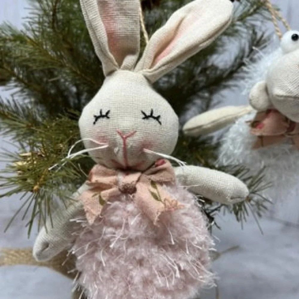 Nwt Rabbit And Sheep Ornament Set T9